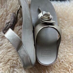 FitFlop Metallic Sandals with Floral Accent